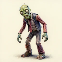 a color pencil sketch of a zombie hyperrealistic and rendered in Cinema4D