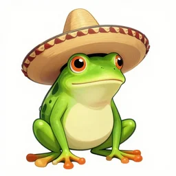 frog wearing a sombrero, drawn in the style of mike judge