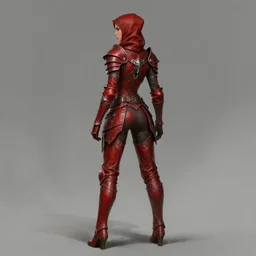 Female rogue, dnd, d&d, leggins, red leather armor, looking from behind, high fantasy, matte painting, by wlop