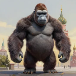 king kong in moscow, digital painting, very detailed, art by jakub rozalski