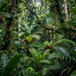 deep in the jungle with exotic plant life, tropical plants, natural botanical gardens, vines, acrylic painting, artstation, concept art, award winning,