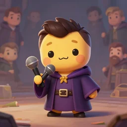 cute little anthropomorphic rick astley, wielding a mic, tiny, small, short, wizard robe, cute and adorable, pretty, beautiful, dnd character art portrait, matte fantasy painting, deviantart artstation, by jason felix by steve argyle by tyler jacobson by peter mohrbacher, cinema