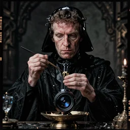 portrait of evil sorcerer darth zuckerberg performing the dark sacrament, ominous dramatic low light, gritty high contrast, kodak portra 8 0 0, f 1. 8 8 5 mm zeiss lens