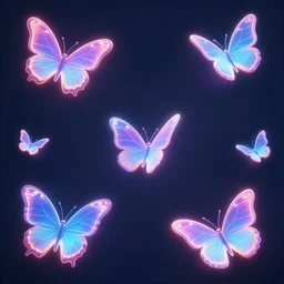 neon butterflies wallpaper 8 k, octane render