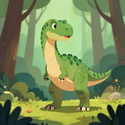 an illustration of a dinosaur cea 9 in the woods, trending on artstation, central composition, very cartoon, shape focus, high detailed, by anton fadeev eqnb