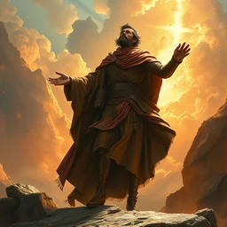 a sending down [ of the revelation ] from him who created the earth and the lofty heavens, overdetailed art, by greg rutkowski, sharp focus, man standing, loish art, arcine style