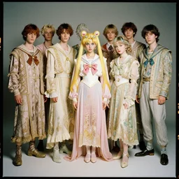 long shot kodak portra 4 0 0, 8 k, soft light, art nouveau fashion photography of pastel goth sailor moon baroque streetwear, studio light, maxfield parrish, james jean, alphonse mucha, yoji shinkawa, henri gillet, william morris, john henry dearle, odilon redon, gaston bussiere, felicien rops, eugene grasset,