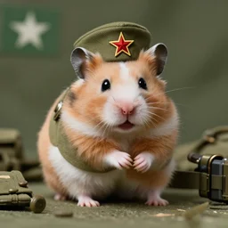 “ a portrait of a hamster in military uniform, vietnam war theme ”