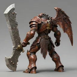 drake wielding a giant stone blade by beksinski, tiny wings on the back, rough skin texture, wearing rust armor, full body concept, monster hunter monster, beksinski, ruan jia, weta workshop concept art