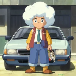 cloud strife automobile salesman, tacky clothes, by tetsuya nomura