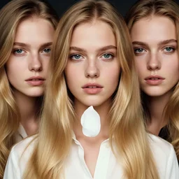 attractive beautiful long blonde hair young model full body portrait wearing shirt, soft, cute, 1 9 6 0 ’ s fashion, 1 5 0 mm f 2. 8, extreme close up face shot, hasselblad, photo by brian ingram, david lazar, lisa kristine, steve mccurry, high quality, symmetrical face, clear skin, 4 k, dramatic lighting