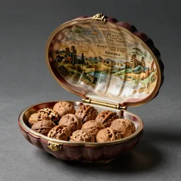the shell box of real walnul made for perfume storage greetings from France 19th century