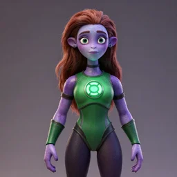 actress ruby rose as the purple skinned green lantern soranik natu, as a highly detailed stop motion puppet, in the style of laika studios ’ s paranorman, coraline, kubo and the two strings shot in the style