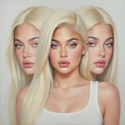 a symmetrical portrait of a kylie jenner, oil painting, pale colors, high detail, 8 k, wide angle, trending on artstation,