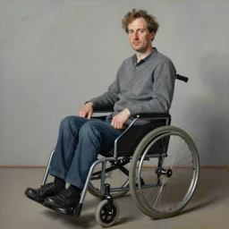 robert wyatt in his wheelchair, beksinski painting