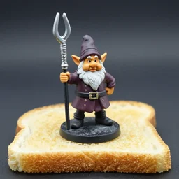 a dwarven d&d miniature on a slice of toast