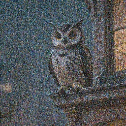 an owl in a bat suit sitting on an edge of a building at night while raining, 4k, highly detailed