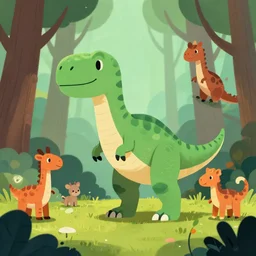 an illustration of a dinosaur x 9 9 f in the woods, trending on artstation, central composition, very cartoon, shape focus, high detailed, by anton fadeev rs 1 8