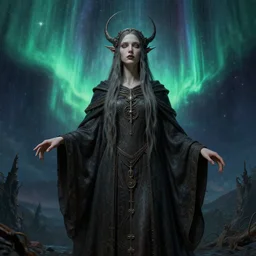 priestess of the damned, blake lively, 8 k resolution, concept art, detailed matte painting, eldritch, unreal engine, gustave dore, detailed painting, maximalist, 4 k, 8 k resolution, 3 d shading, rendered in blender, astral aurora, hyperdetailed, intricate, polished