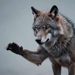 film still of a funny looking werewolf with his hand extended, looking at a bag of wheat flour, in an american werewolf in london