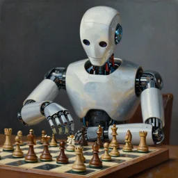 portrait of a robot playing chess, highly detailed, painting by otto dix, 8 k