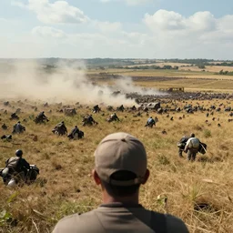 first person pov of a big battlefield