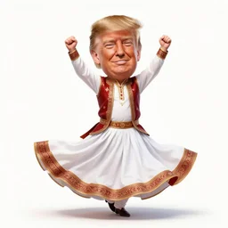 caricature of trump doing traditional garba dance, hyper realistic