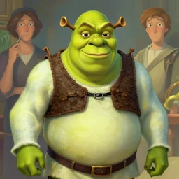 shrek is a rich millionaire at rick and morty, highly detailed, digital painting, artstation, concept art, smooth, sharp focus, illustration, art by artgerm and greg rutkowski and alphonse mucha