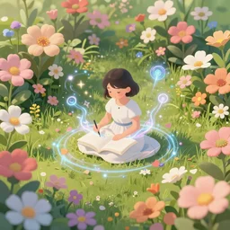 a dream flower garden environment where one draws mystical energy into their lives, background art, pristine concept art, symmetrical in the style of WLOP and Ross Tran