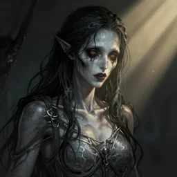 death, scary, pale - skinned, illustration, cinematic lighting, 8 k, d & d, frostbite 3 engine, artstation, intricate, digital art, crepuscular ray, art by anne stokes