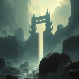 illustration of the end is the beginning, gate, surreal, highly detailed, digital painting, artstation, game concept art, smooth, sharp focus, by greg rutkowski, 8 k