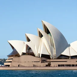 sydney opera house as a sailboat with 1 5 different sails and huge stacks of beautiful architecture coves as sails