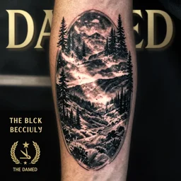 a tattoo of the album cover for the black album by the damned