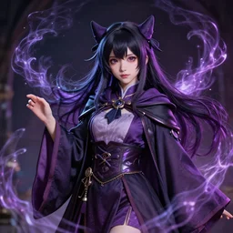 real photograph of a hyperrealistic ultradetailed anime - styled girl dressed in evil wizard robes, gorgeous, posed, clearly visible skin pores, surrounded by magic wisps, made by wlop, trending on artstation, kawaii hairstyle, lifelike human, dreamlike, k - pop person, 3 d, extremely immersive, sharp focus, art by studio ghibli