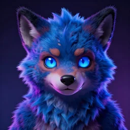 terninator furry anthro facing camera blue eyes neon highly detailed trending coherent face