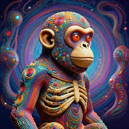 ! dream side view of a surreal portrait statue of alien skeleton monkey as a psychedelic neural tiki reptile cobblestone god by naoto hattori, android jones, and chris dyer, deep bold colors, galactic dmt entity, depth of field, intricate beautiful painting, billions of details, octane render, portal, 8 k, detailed vector, trending on artstation, cgisociety