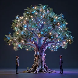 hyperdetailed led tree mech by michael Whelan and peter andrew jones, oddly satisfying cinema 4d render