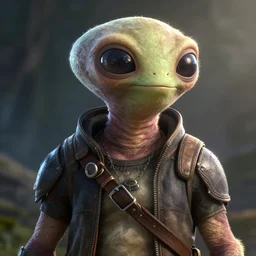 highly detailed, digital art, pixiv fanbox, trending on artstation, ray tracing, volumetric lighting, sharp focus, hq, fallout 4 style character, a portrait of e. t. the extraterrestrial, by artgerm, wlop, greg rutkowski, miyazaki hayao