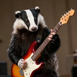badger playing electric guitar