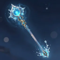 a water magical staff by greg rutkowski, bokeh, ultrafine detail, digital art, artstation
