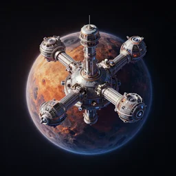isometric view of a space colony on a lava planet, photorealistic unreal engine