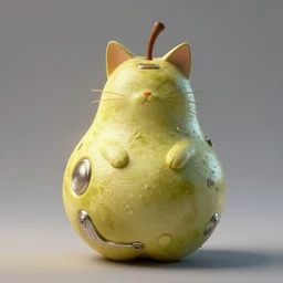 cat in the shape of a pear, futuristic, sci-fi, contrast volumetric light, highly detailed, digital painting, artstation, concept art, sharp focus, illustration, by Evgeny Lushpin