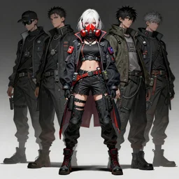 anime keyshot of girl with white hair and red gasmask, streetwear, techwear, cyberpunk style outfit, full body, detailed portrait, intricate complexity, by greg rutkowski, james gilleard, atey ghailan, artgerm, ross tran, conrad roset, takato yomamoto, ilya kuvshinov