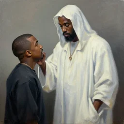 God creating Kanye West, painting