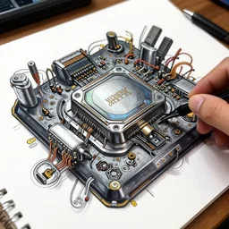 anime style drawing of fancy electronic hardware 8 k