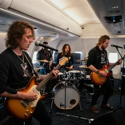 Angra the band playing in an airplane