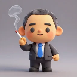 barack obama smokes a cigarette as a cute cartoon character, 3 d clay figure, kawaii