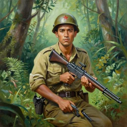 ismail inceoglu epic painting of vietnam war, year 1 9 7 0, jungle, fire smoke and explosions, painting, line art, art concept for a book cover, trending on artstation, by greg manchess and by craig mullins and by kilian eng and by jake parker