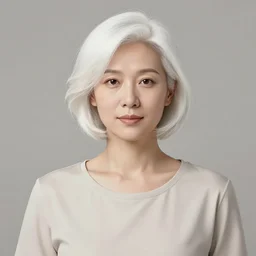 portrait of a woman with short white hair, medium shot, illustration, highly detailed, high quality, by chen xiang