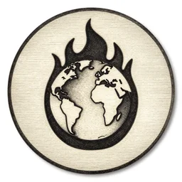 earth on fire icon design, by bauhaus, engraving, circle canvas
